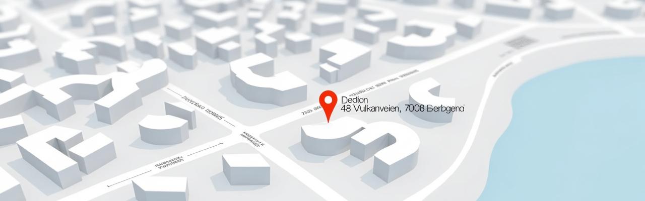 Kart over Bergen som viser plasseringen av Geir Tuning i Vulkanveien.